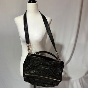 Givenchy Black Crinkled Leather Crossbody Bag